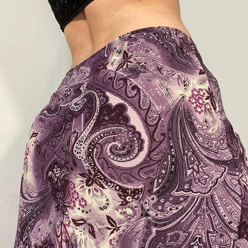 Heyoungirl Mesh Purple Skirt Low Waist Aesthetic Outfits