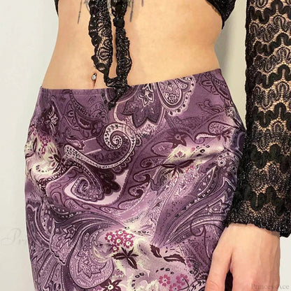Heyoungirl Mesh Purple Skirt Low Waist Aesthetic Outfits