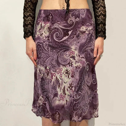 Heyoungirl Mesh Purple Skirt Low Waist Aesthetic Outfits