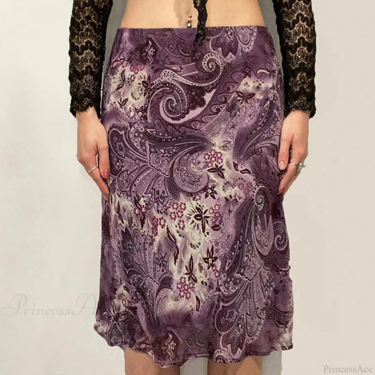 Heyoungirl Mesh Purple Skirt Low Waist Aesthetic Outfits