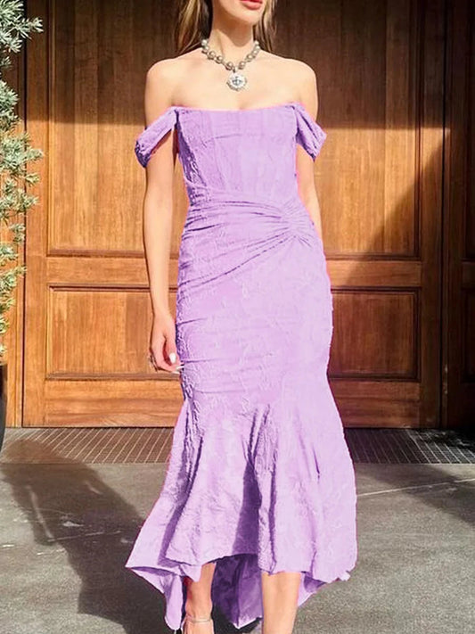 Bardot Off Shoulder Mermaid Maxi Dress