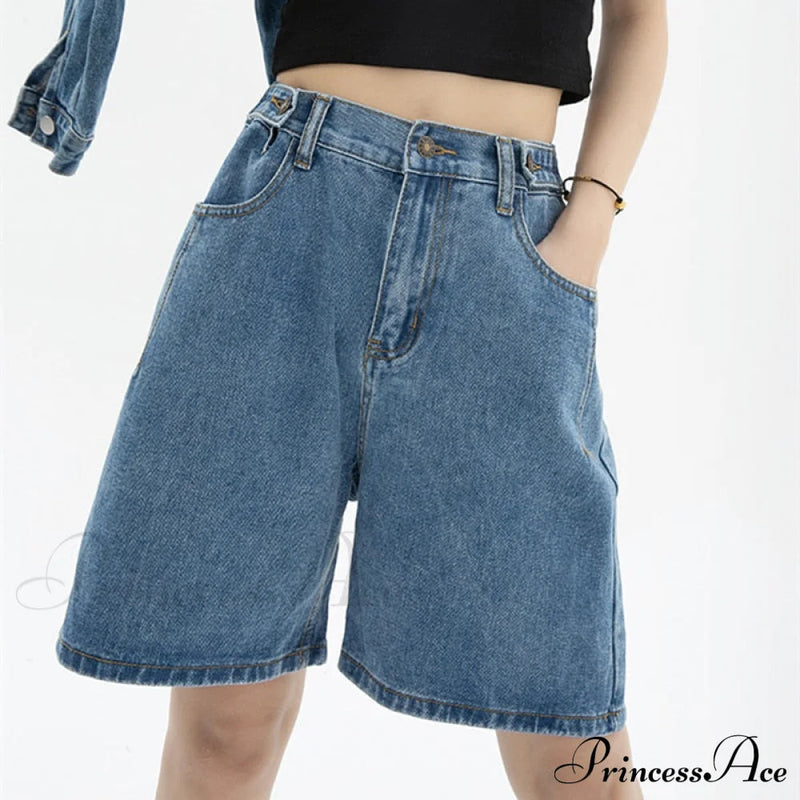 High Baggy Mom Wide Trousers Jeans Warm-season Leg Waist Denim Straight Pants