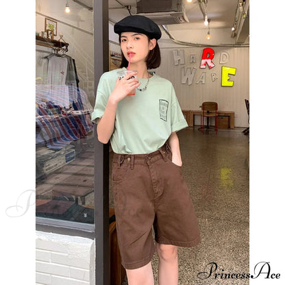 High Baggy Mom Wide Trousers Jeans Warm-season Leg Waist Denim Straight Pants