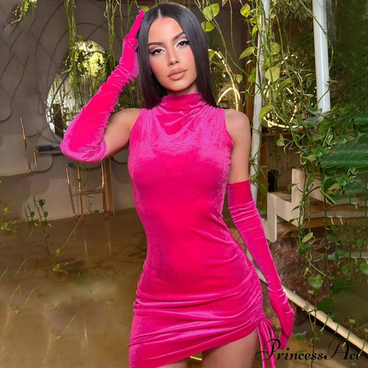 High Neck Ribbed Knit Modern Long Sleeve Maxi Dress