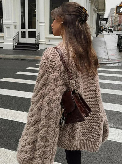High Neck Wide Long Sleeve Loose Sweater