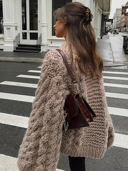 High Neck Wide Long Sleeve Loose Sweater