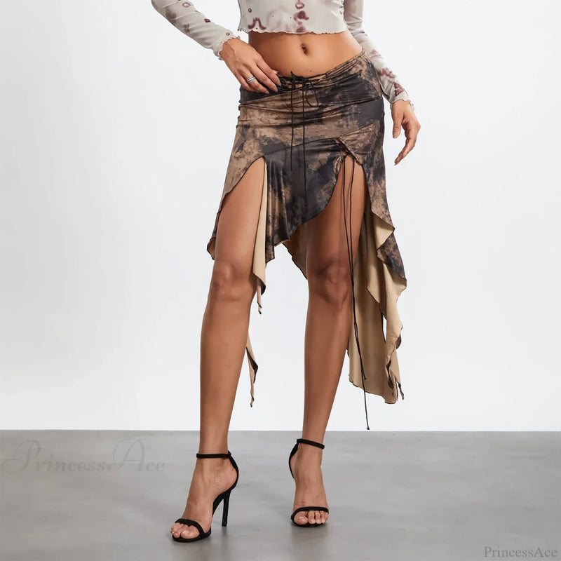 High Split Print Skirt