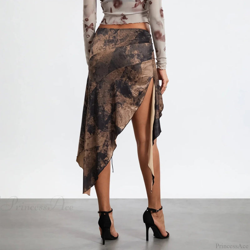 High Split Print Skirt