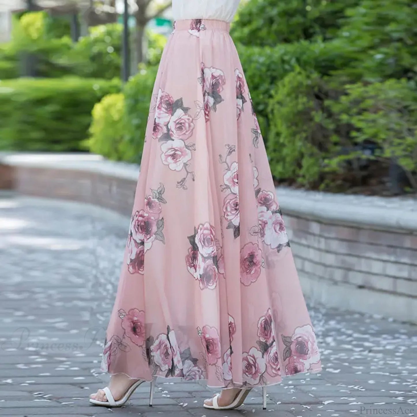 High Waist Elastic Waist Midi Full Long Skirt