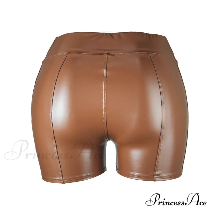 High Waist Faux Leather Shorts
