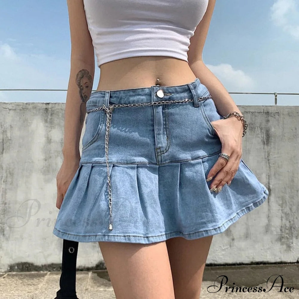 High Waist Jeans Ruffles Shorts