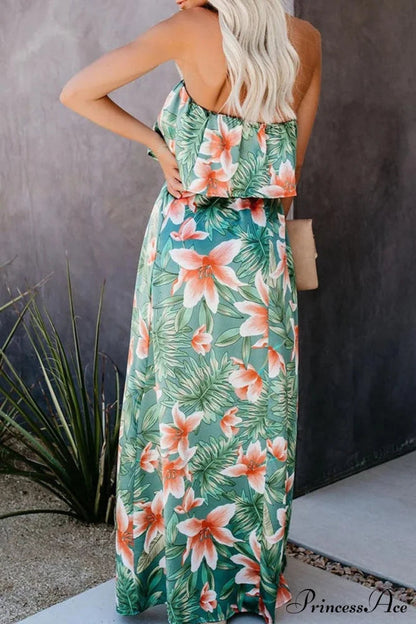 High Waist Off-shoulder Lace Maxi Dress