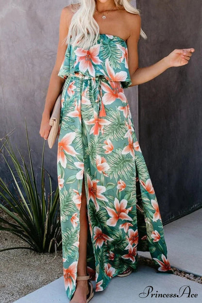 High Waist Off-shoulder Lace Maxi Dress