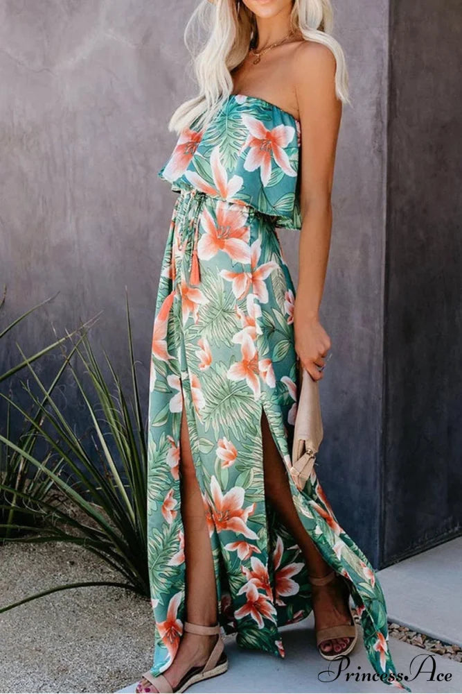 High Waist Off-shoulder Lace Maxi Dress