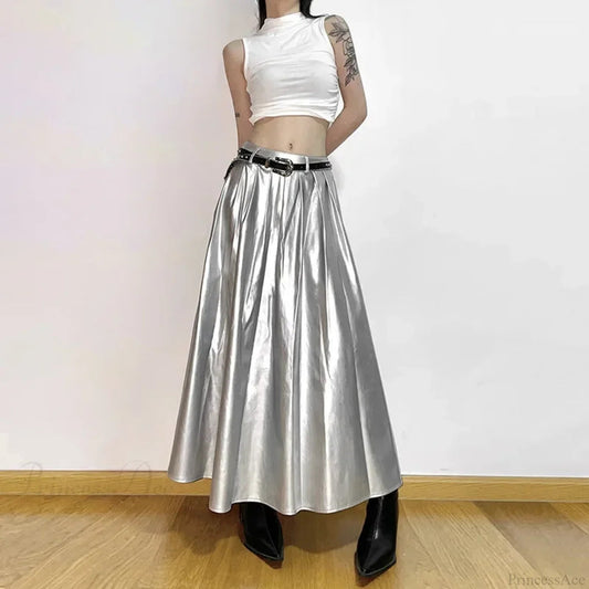 High Waist Pleated Cyberpunk Skirt