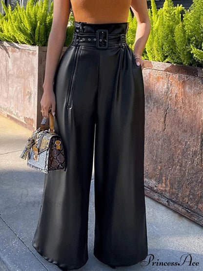 High Waist Pocket Straight Leg Pants