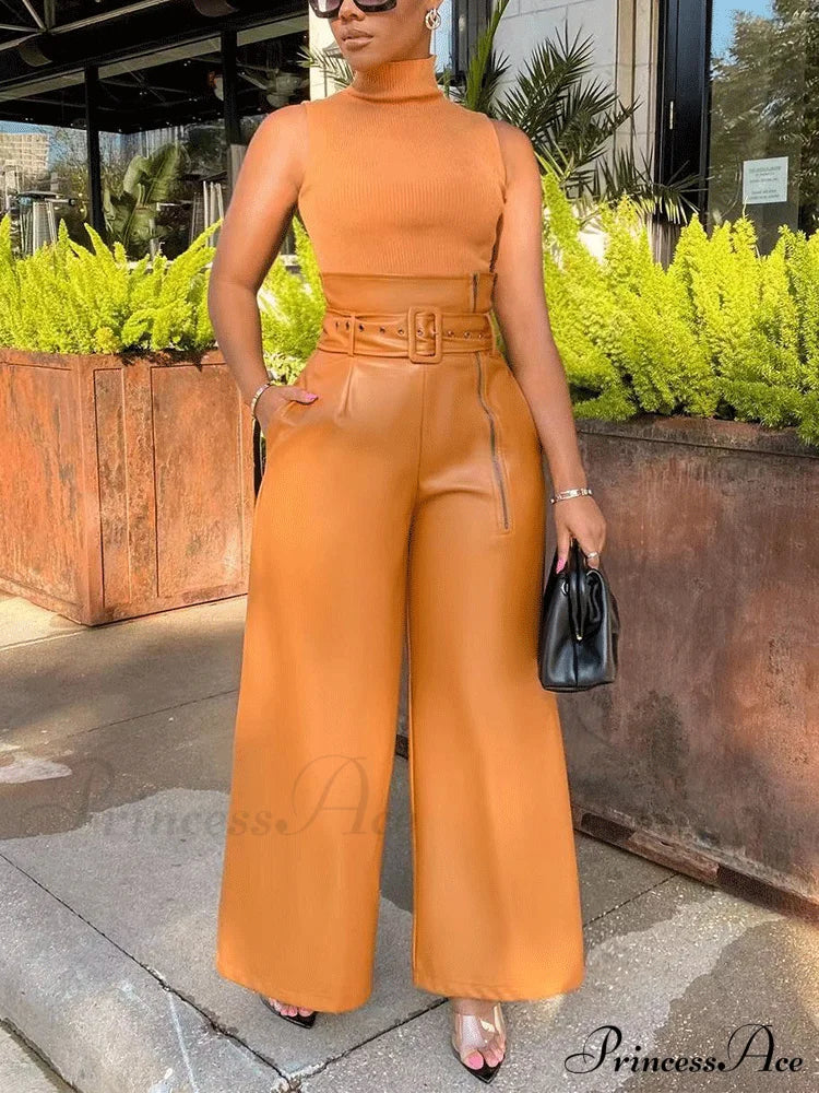High Waist Pocket Straight Leg Pants