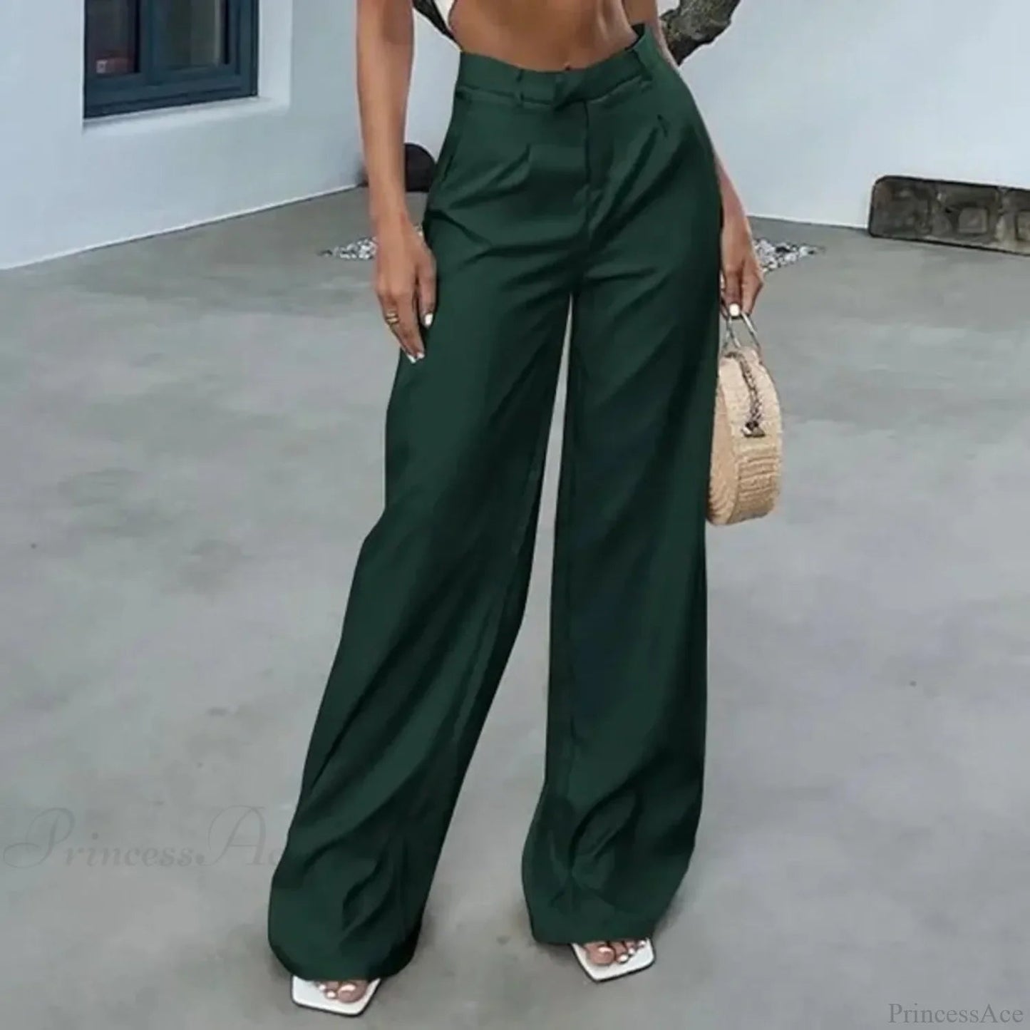 High Waist Tie Side Pleated Pants