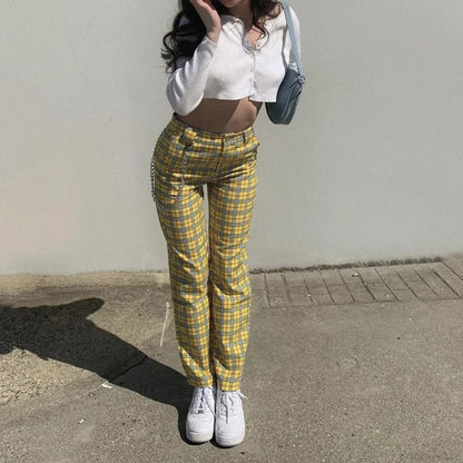 High-waisted Slimming Plaid Trend Pant
