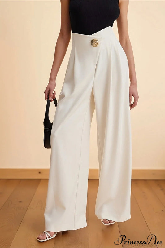 High-waisted Wide-leg Asymmetric Pants