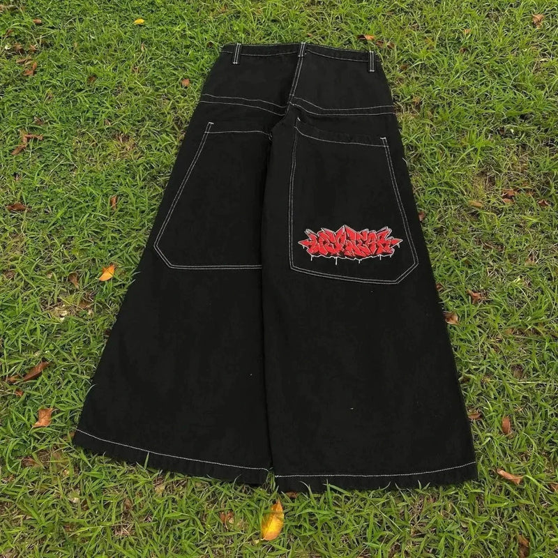 Hip Hop Eerie Rebellious Embroidery Denim Pant