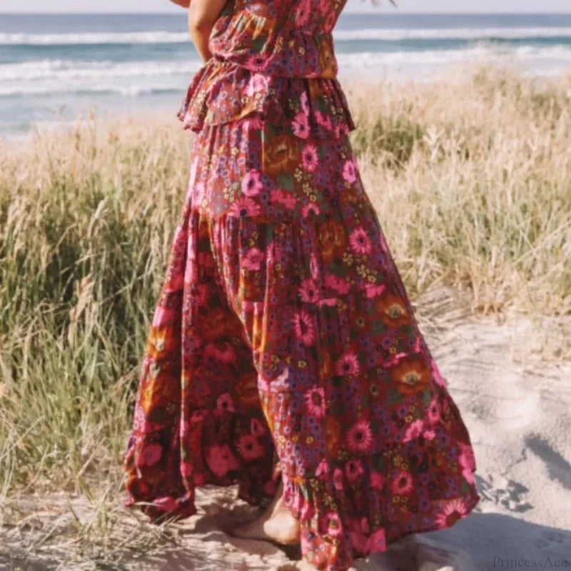 Hippie Beach Red A-line Skirt