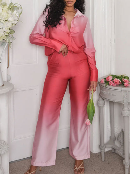 Long Sleeves Tie-dye Shirt and Pants Sets