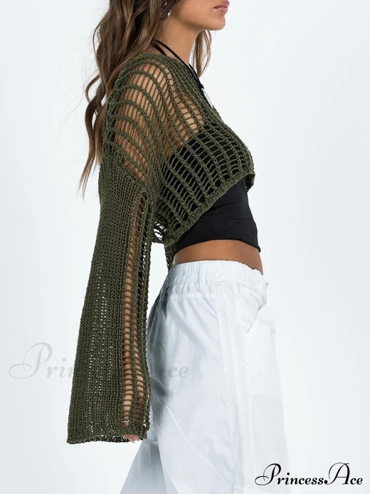 Hollow Out Crochet Cover Up Maxi Dress