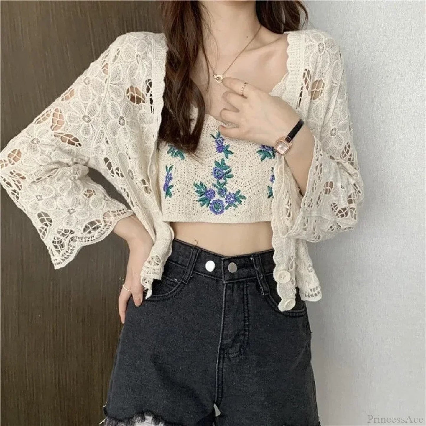 Hollow Out Long Sleeve Shrug Cardigan