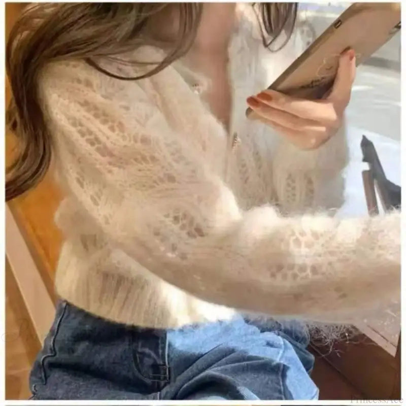 Hollow Out Long Sleeve Cardigan