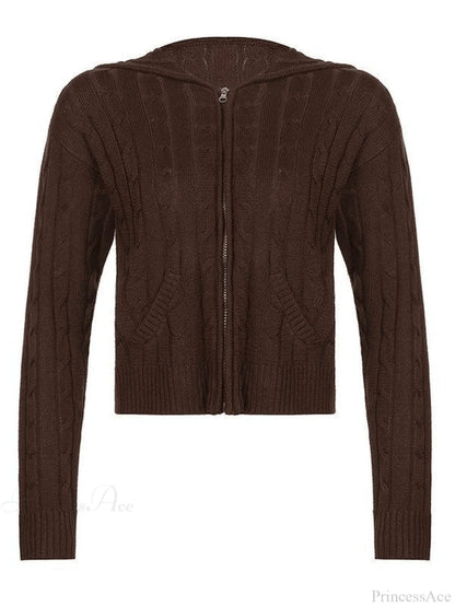 Hooded Button Graceful Front Knit Cardigan