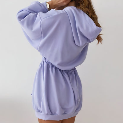 Hooded Collar Sweatshirt Dress
