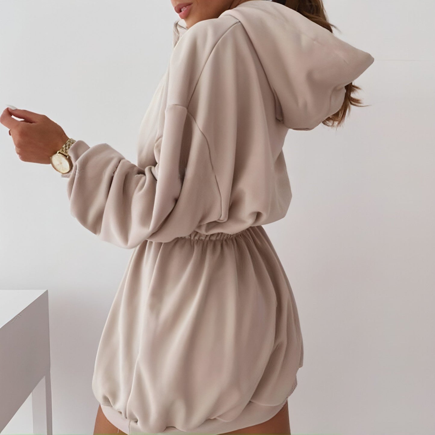 Hooded Collar Sweatshirt Dress