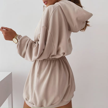 Hooded Collar Sweatshirt Dress