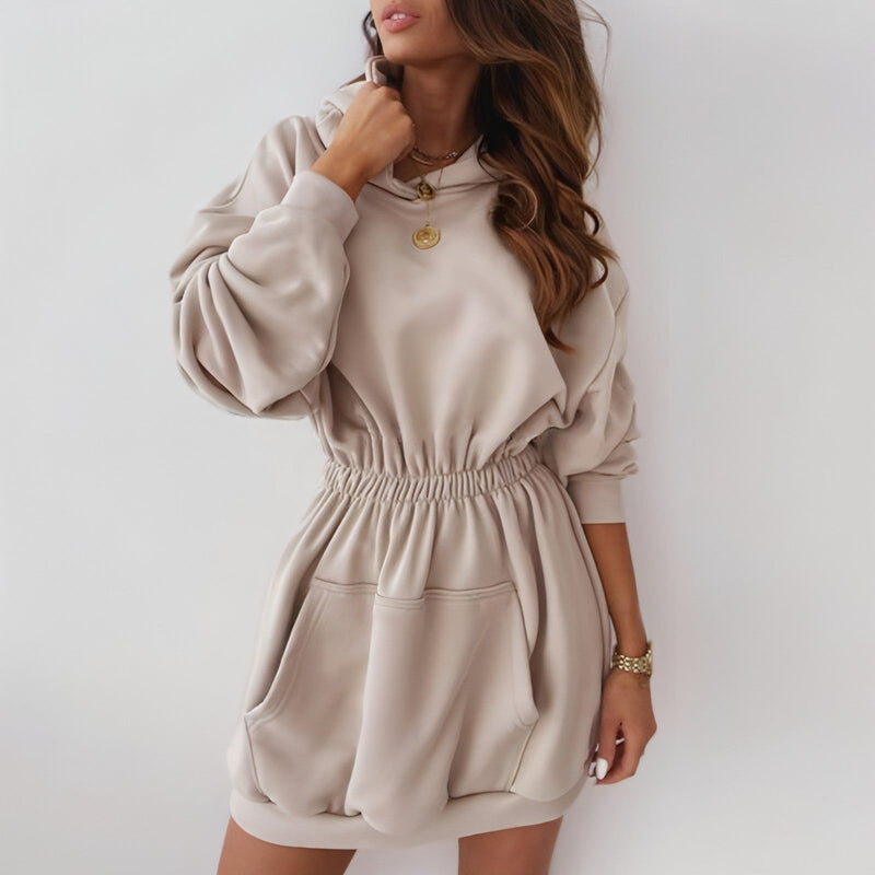 Hooded Collar Sweatshirt Dress