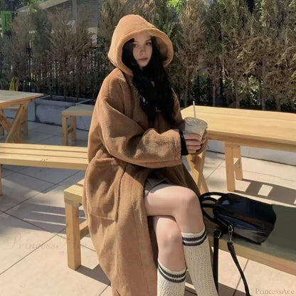 Hooded Fleece Lined Mid-length Overcoat