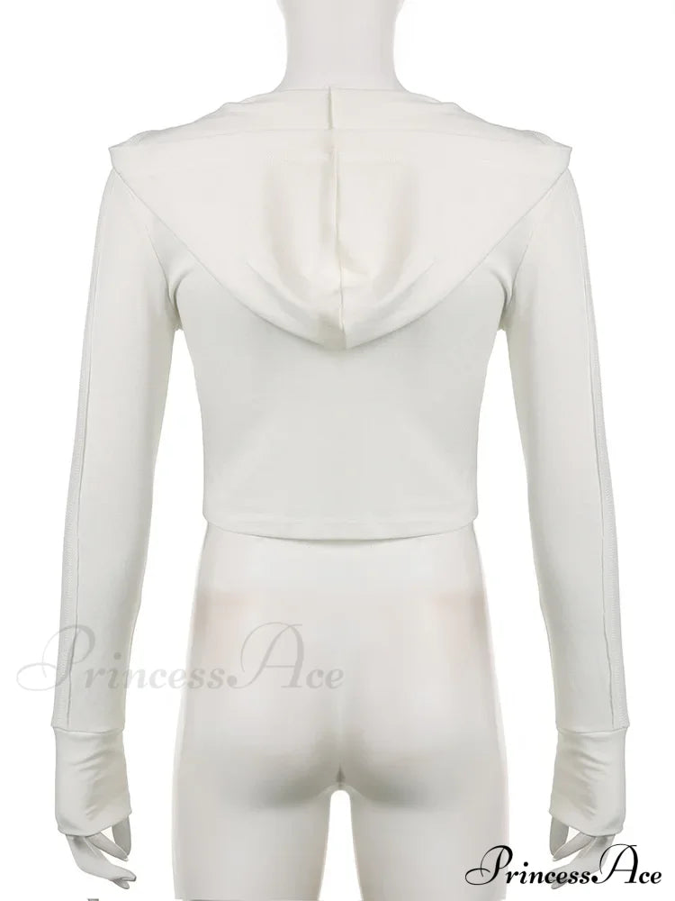Hooded Ribbed Long Sleeve Deep V Neck Color Slim Fit T-shirts