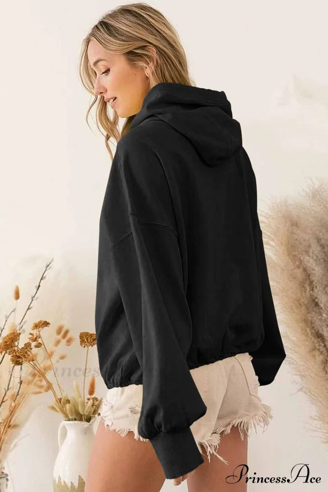 Hooded Sweatshirt With Zipper Pocket and Drawstring