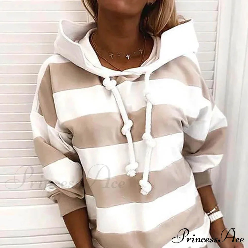 Hoodie Striped Pullover Sweatshirt