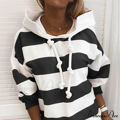 Hoodie Striped Pullover Sweatshirt