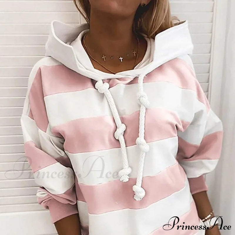 Hoodie Striped Pullover Sweatshirt