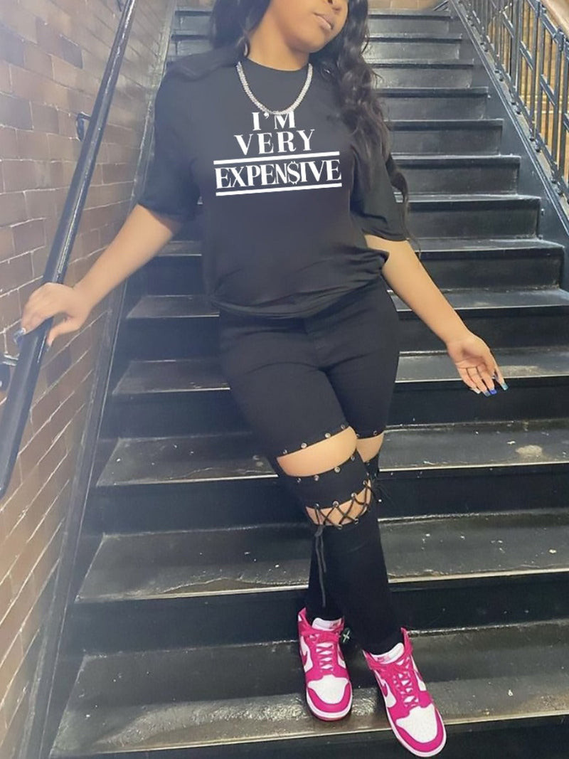 Expensive Letter Print T-shirt Ar5021