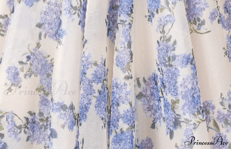 Hydrangea Spaghetti Stylish Strap Midi Dress