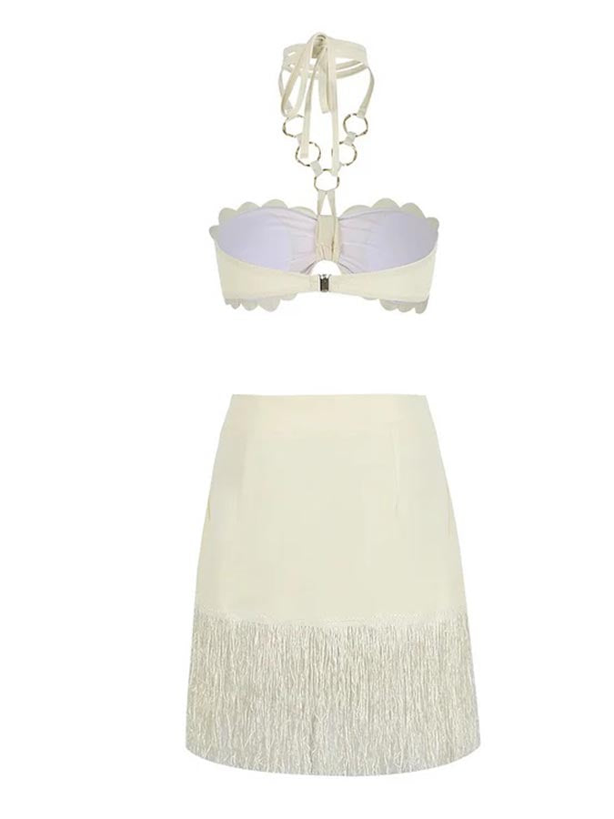 Lace Backless Bandeau Top and Skirt