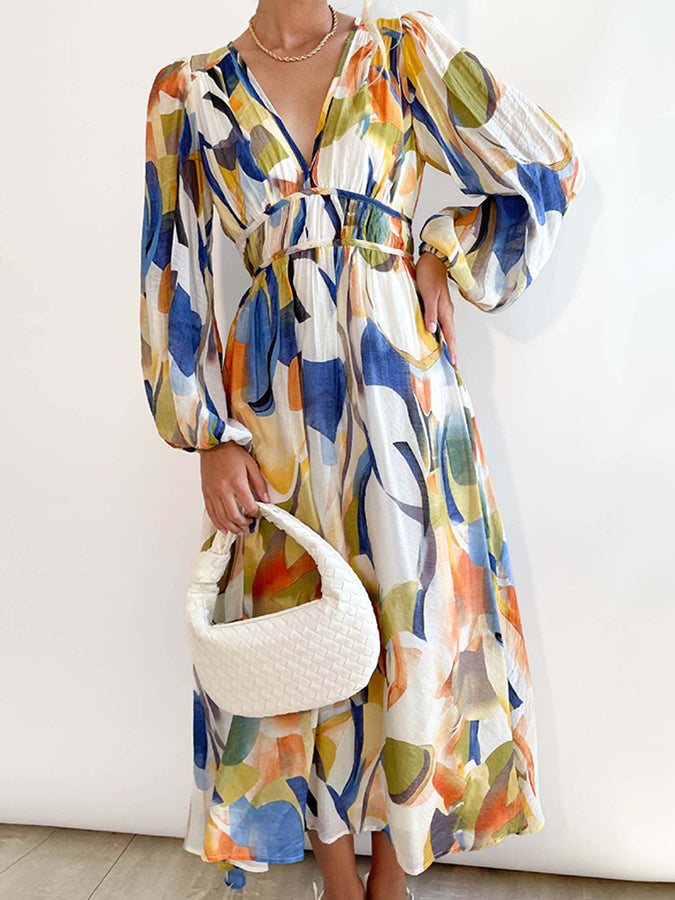 Lantern Sleeve Long Dress