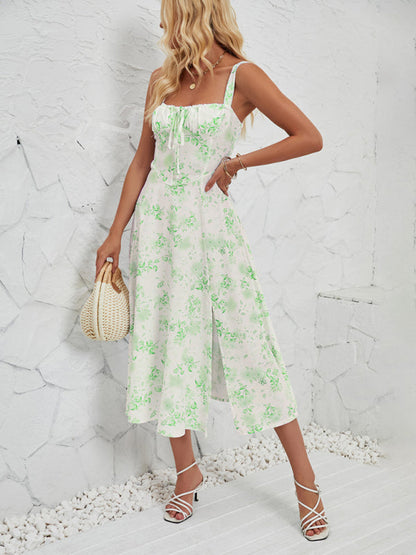 Sleeveless Summer Midi Dress With Leg Slit