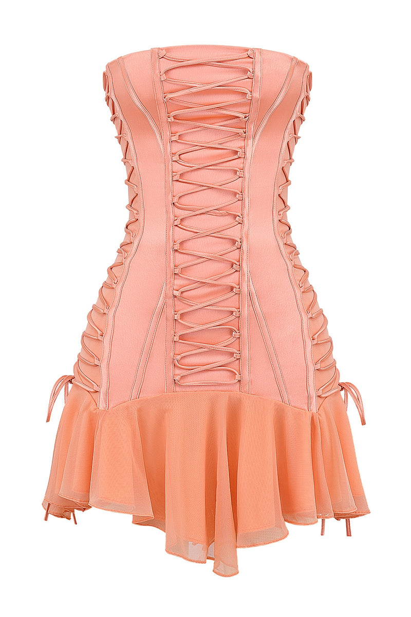 Cornelia Strapless Lace Up Mini Dress