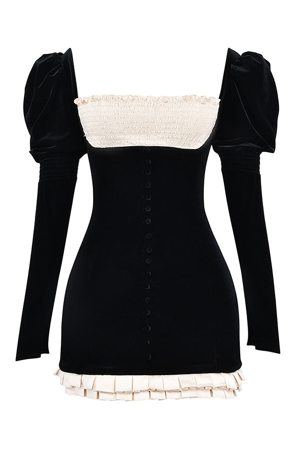 Frederica Square Neck Velvet Mini Dress