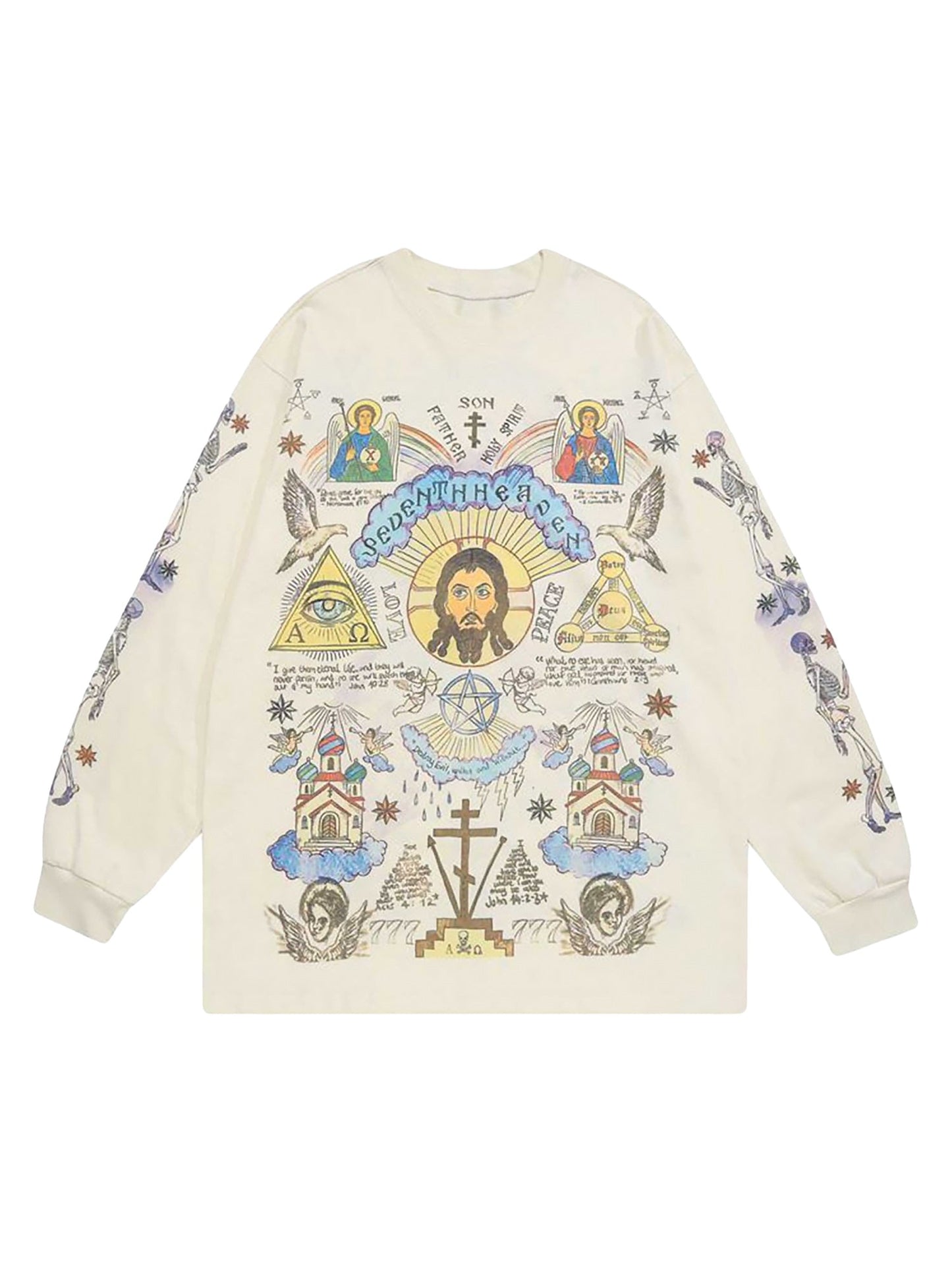 Urban Graffiti Print Long Sleeve Sweatshirts