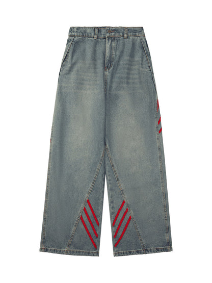Two-tone Faded Denim Pants